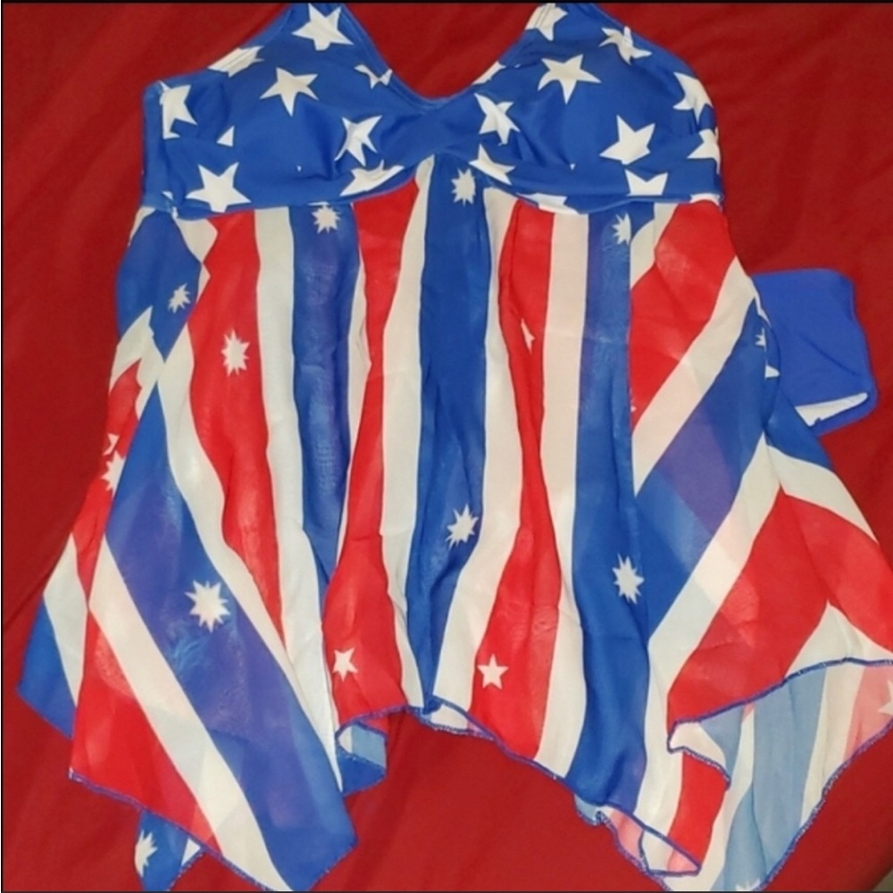 Patriotic Red White & Blue Tankini